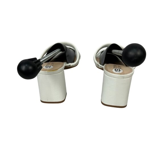 Crown & Ivy Womens Black & White Block Heel Sandals Size 10M - Picture 2 of 8